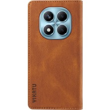 4U Sky Xiaomi Redmi Note 14 Pro 4g Yıkatu YK-004 Cilt Dokunuşlu Cüzdan Telefon Kılıfları-Kahverengi (Yurt Dışından)