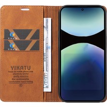 4U Sky Xiaomi Redmi Note 14 Pro 4g Yıkatu YK-004 Cilt Dokunuşlu Cüzdan Telefon Kılıfları-Kahverengi (Yurt Dışından)