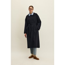 Nicola Kruvaze Trençkot Lacivert