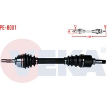 VEKA-PE-8001 - Komple Aks Sol On Peugeot 206 (2A/C) 1.4i 16V Uzunluk 610MM 1998-2006
