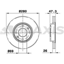 BRAXIS-AE0567 - On Fren Dısk Aynası Havalı Hyundaı Elantra 1.6 2.0 00-06 Sonata 2.0 01-04 Meganetıs 2.0 01-> (280X4)