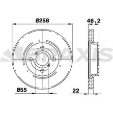 BRAXIS-AE0073 - On Fren Dıskı (Aynası) Havalı Toyota Yarıs 1.33 Vvtı 2010-> Yarıs 1.4 D4D 2005-> (258X4)