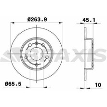 BRAXIS-AE0700 - Arka Fren Dıskı 264MM x 10MM Opel Zafıra B 1.6ı 1.6t