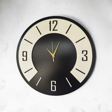 AA Shop Ahşap Siyah Beyaz Renk Sade Sayılı Hediyelik Sessiz Duvar Saati 50 cm