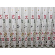Nivemeshome HYL00009.801 Este Bear Çocuk Odası 1/2.5 Pile Tül Perde Pembe Apm