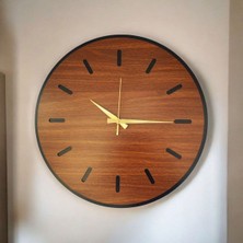 AA Shop Ahşap Ceviz Renk Sade Sayılı Hediyelik Sessiz Duvar Saati 50 cm