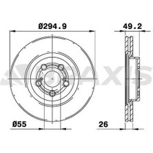 BRAXIS-AE0200 - On Fren Dıskı (Aynası) Havalı Toyota Avensıs D4D 2003-2008 (295X5) (Merkezleme Capı : 55)