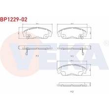 VEKA-BP1229-02 - Fren Balata On Ikazlı Honda Cıvıc Iv 1.4i 1987-1993 / Cıvıc Iv 1.5i 1987-1993 / Cıvıc V 1.6 I-Vtec 1992-1995 / Cıvıc Iv 2.0 1987-1993 / Prelude Iıı 2.0 1987-1992