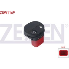 ZEGEN-ZSW1169 - Cam Acma Anahtarı Teklı 6 Pın Kırmızı Soketlı Ford Fıesta V - Fusıon - Connect 2001-2013