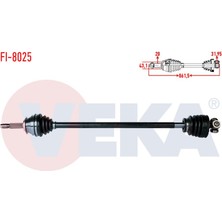 VEKA-FI-8025 - Komple Aks Sag On Fıat Uno 70 1.4i Uzunluk 861,5 mm 1994-2000
