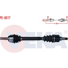 VEKA-PE-8017 - Komple Aks Sol On Peugeot 307 (3A/C) 1.4 Ma Sanzuman Uzunluk 633MM 2000-2007
