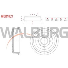 WALBURG-WDR1053 - Fren Kampanası Arka 4 Delık 242×57X200X67 Opel Astra F 1.4i - 1.6i 1991-1998 / Astra F Classıc 1.4i - 1.6i 1998-2002