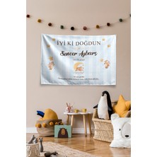 Vagonik Kişiye Özel Doğum Günü Ayıcık Temalı Happy Birthday Duvar Örtüsü Duvar , Doğum Günü Flaması