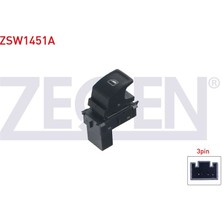 ZEGEN-ZSW1451A - Cam Acma Anahtarı Teklı 3 Pın Beyaz Isık Golf Vıı - Passat - Polo - Superb - Leon - Altea 2012-