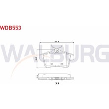 WALBURG-WDB553 - Fren Balata Arka Peugeot 3008 1.6 Vtı 2009-/ 3008 1.6 Hdı 2009- / 5008 1.6 Hdı 2009- / Cıtroen Ds4 1.6 E-Hdı 2011- / Ds5 1.6 E-Hdı 2011- / C4 (B7) 1.6 2009-/ Ds4 1.6 Thp 2011-