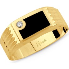 Lilarote Erkek Taşlı Siyah Mineli Yüzük