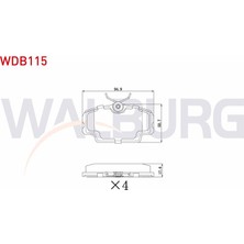 WALBURG-WDB115 - Fren Balata On Mercedes 190 (W201) 2.0 1982-1993 / 2.5 1982-1993/ D 2.5 1982-1993/ Bmw 3 Serısı (E30) 316 I 1982-1992/ 315 1982-1992/ 320 D 1982-1992/ 318 I 1982-1992/ 323 I 1982-1992