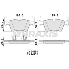 BRAXIS-AA0408 - Fren Balatası On 4-Matic Gl-Class X164 06>12 R-Class W251 R 500 07>14