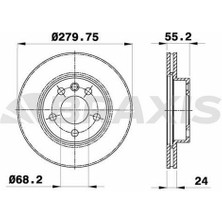 BRAXIS-AE0237 - On Fren Dısk Aynası Havalı Transporter T4 1.9d / Td 2.4d 2.5tdı 96>03