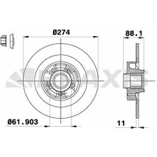 BRAXIS-AD0286 - Rulmanlı Arka Fren Dısk Aynası Renault Kangoo Iı 1.5dcı 1.6ı