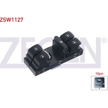 ZEGEN-ZSW1127 - Cam Acma Anahtarı Grup Krom 10 Pın Kırmızı Isık Golf Vı - Passat - Tıguan - Caddy Iıı 2007-2016/ Jetta Iv - Touran 2010-