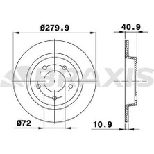 BRAXIS-AE0391 - Arka Fren Dısk Aynası Duz Mazda Iıı 2.0 03> 07 Mazda 5 V CR19 1.8 2.0 2.0cd 05>280×5