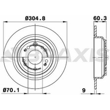 BRAXIS-AE0630 - Fren Dıskı Arka Honda Accord Ix 2014-> Accord Vııı 2008->