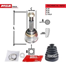 MGA-70434 - Aks Kafa Dıs - (Hyundaı: Accent 95>03 " Benzınlı " / Excel 90>95 /  Getz 02-05 Benzinli /  Accent 03-05 Admıre / Mıtsubıshı: Lancer 88> / Galant 90>) (25×22×50)