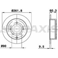BRAXIS-AE0632 - Arka Fren Dısk Aynası Mıtsubıshı Pajero Shogun