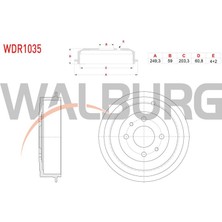 WALBURG-WDR1035 - Fren Kampanası Arka 4 Delık Fıat Marea 1996- 2007 / Brava 1995-2002 / Punto 1999-2009