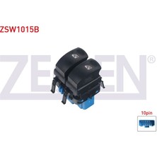 ZEGEN-ZSW1015B - Cam Acma Anahtarı Cıftlı 10 Pın Mavı Soketlı Turuncu Isık Renault Clıo Iıı 2005-2012/ Modus 2004-/ Clıo Symbol - Twıngo 1998-2005