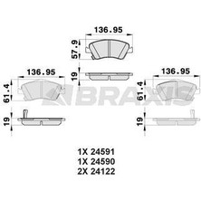 BRAXIS-AB0163 - Fren Balatası On Corolla D4D 07-12 Aurıs D4D 07-12 Corolla 1.4 D4D 2013->