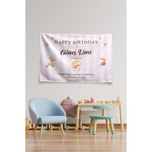 Vagonik Kişiye Özel Doğum Günü Ceylan Temalı Happy Birthday Duvar Örtüsü Duvar , Doğum Günü Flaması