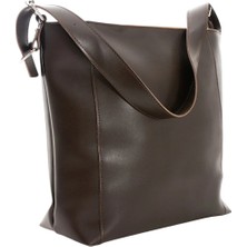 Ceeldu Kadın Fermuarlı Premium  Deri Büyük Boy Çanta -Acı Kahve