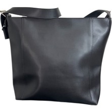 CEELDU Kadın Fermuarlı Premium Suni Deri Büyük Boy Çanta - Siyah