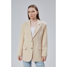 Kadın Oversize Astarlı Dokuma Blazer Ceket