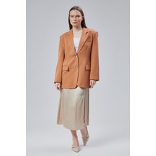 Kadın Oversize Astarlı Dokuma Blazer Ceket
