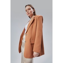 Kadın Oversize Astarlı Dokuma Blazer Ceket