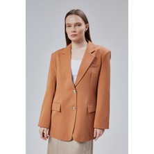 Kadın Oversize Astarlı Dokuma Blazer Ceket