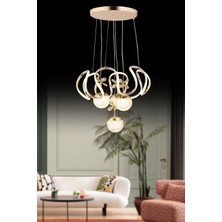 Trend Rose Maxı Toplu Taşlı Modern Sarkıt LED Avize 3 Renk Gold Kaplamalı
