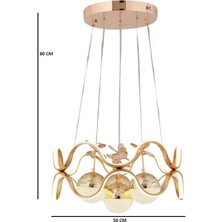 Trend Rose Modern 4 Lü Ledli Gold 3 Renk Sarkıt Avize