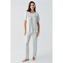 Artış Collection Dantelli Kısa Kollu Esnek Viskoz Pijama Takım 17204