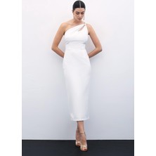 Aksesuar Detaylı Elbise - Ekru