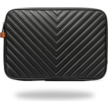 Arnee 13 - 14 Inç Deri Siyah Laptop Kılıfı Kabartma Motifli Notebook Çantası Darbeye Dayanıklı Laptop Çantası