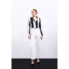 Sateen Aksesuar Detaylı Pantolon - Ekru