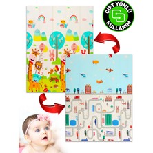 Circle Toys Neşeli Zürafa + Taşıtlar , Katlanabilir Çocuk Oyun Halısı – 150X200X1 cm - Taşıma Çantası Yanında