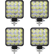 4 Adet 16 LED Kare Çalışma Lambası 110X110MM Off Road Traktör Tekne 16LED-110