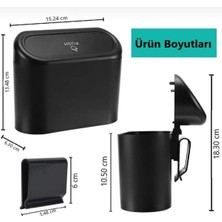 Araba Çöp Kutusu Kapaklı Çöp Kovası Siyah