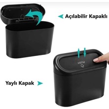 Araba Çöp Kutusu Kapaklı Çöp Kovası Siyah