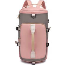 Su Geçirmez Naylon Oxford Kumaş Sırt Çantası Açık Seyahat Bagaj Holdall Omuz Çantası-Gri + Pembe (Yurt Dışından)
